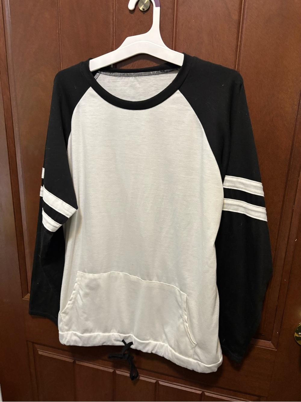 Amazon Black & White Raglan Sweatshirt with Striped Sleeves